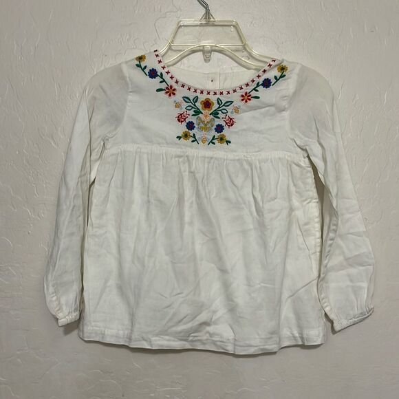 Boden Girls White Embroidered Floral Boho Feminine Top Summer Spring - Picture 1 of 8